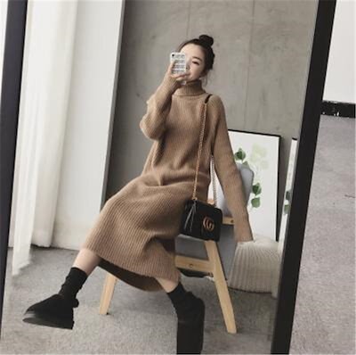 独特の存在感韓国ファッション おしゃれな 気質 新品 トレンド タートルネック 長袖 厚手 ウール セーター ワンビース独特の存在感韓国ファッション おしゃれな 気質 新品 トレンド タートルネック 