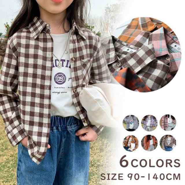 チェックシャツ 子供 春夏冬春 ネルシャツ 女の子 ブラウス 長袖シャツ キッズ 長袖 羽織 トップス 男の子 ブラウス チェック柄 前開き ボタン マルチカラー