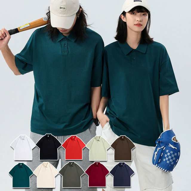 ポロシャツ 綿100 レディース メンズ 男女兼用 半袖 トップス tシャツ Tシャツ ゆったり 夏 半袖ポロシャツ