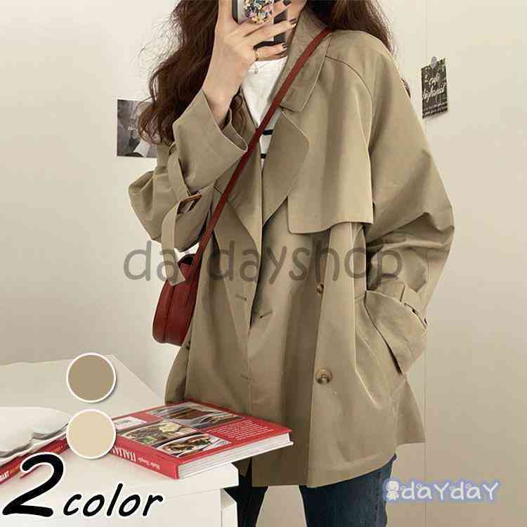 トレンチコート レディース 40代 ミディアム丈ジャケット スプリングコート 春コート ライトアウター 春服 風 きバーカー 30代 50代 大きいサイズ ゆったり